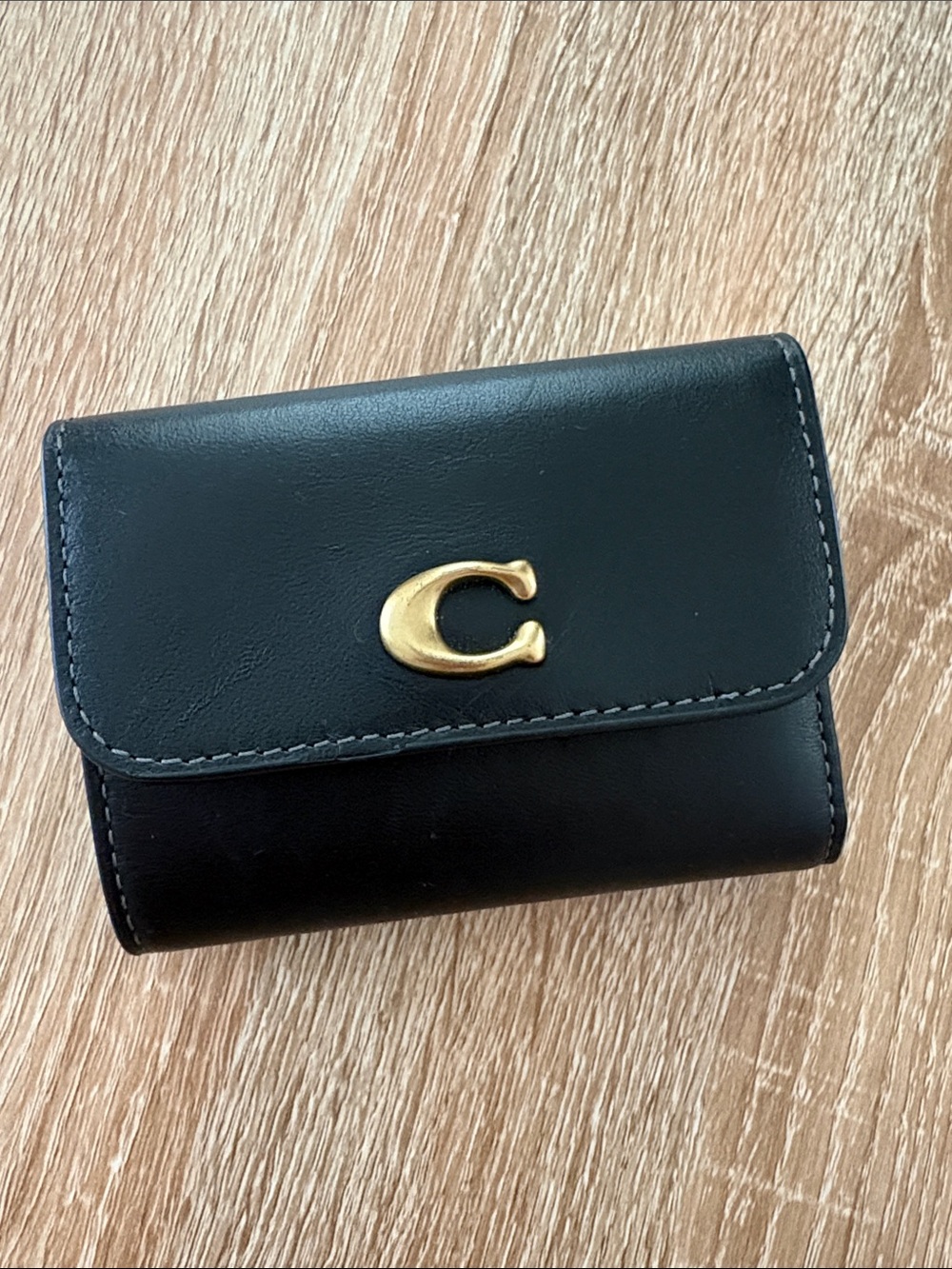Coach Black Leather Essential Card Holder with Detachable Zip Case